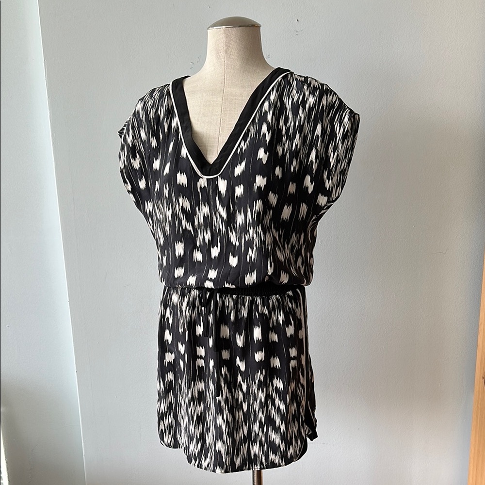 Parker Black and White Patterned Dress small